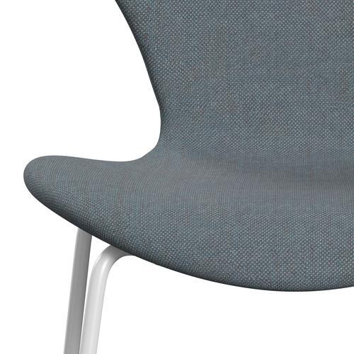 Fritz Hansen 3107 chaise complète complète, blanc / sunniva 2 bleu doux