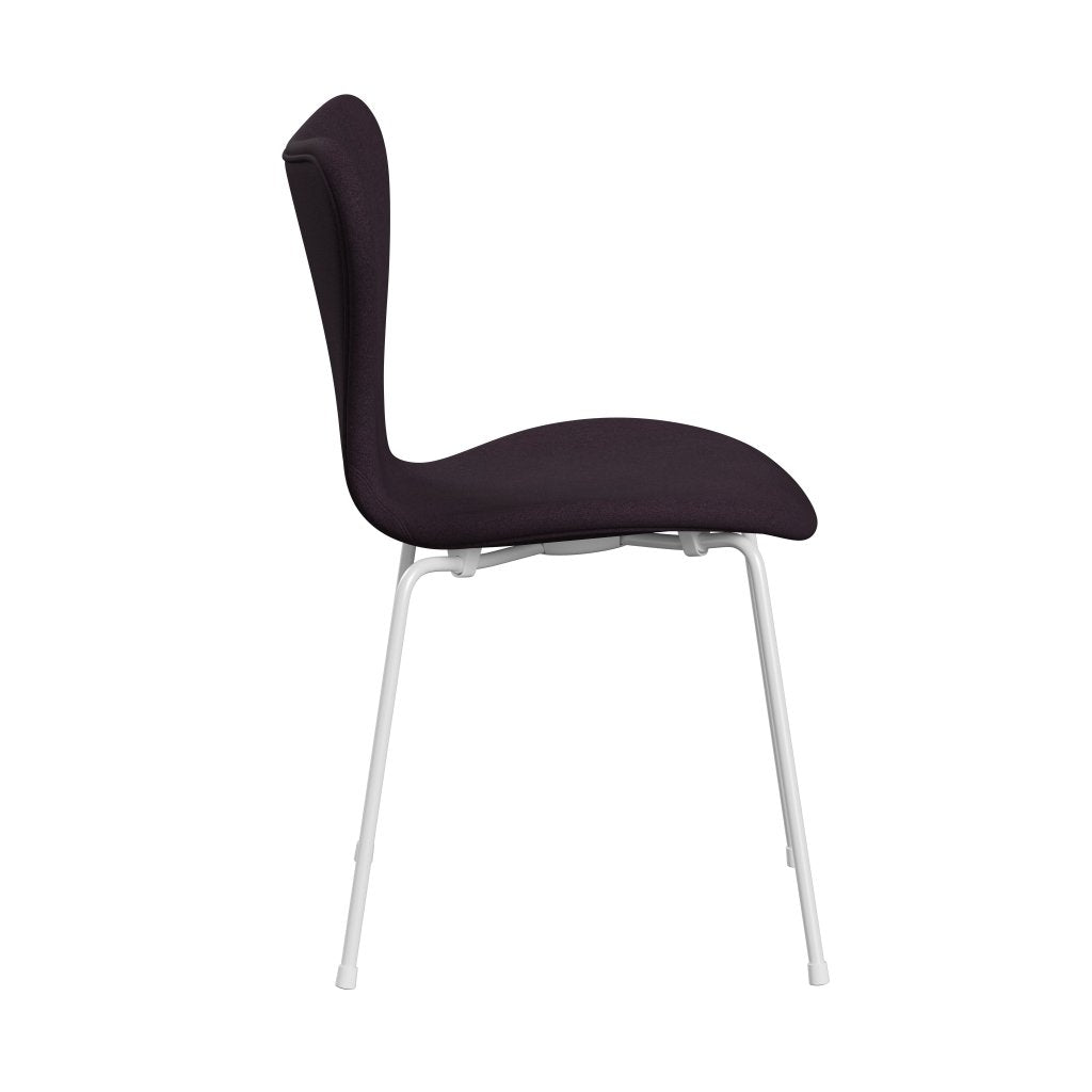 Fritz Hansen 3107 chaise complète complète, blanc / tonus aubergine