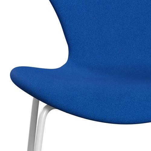 Fritz Hansen 3107 chaise complète complète, blanc / tonus bleu