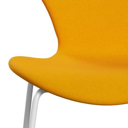 Fritz Hansen 3107 chaise complète complète, blanc / tonus jaune orange