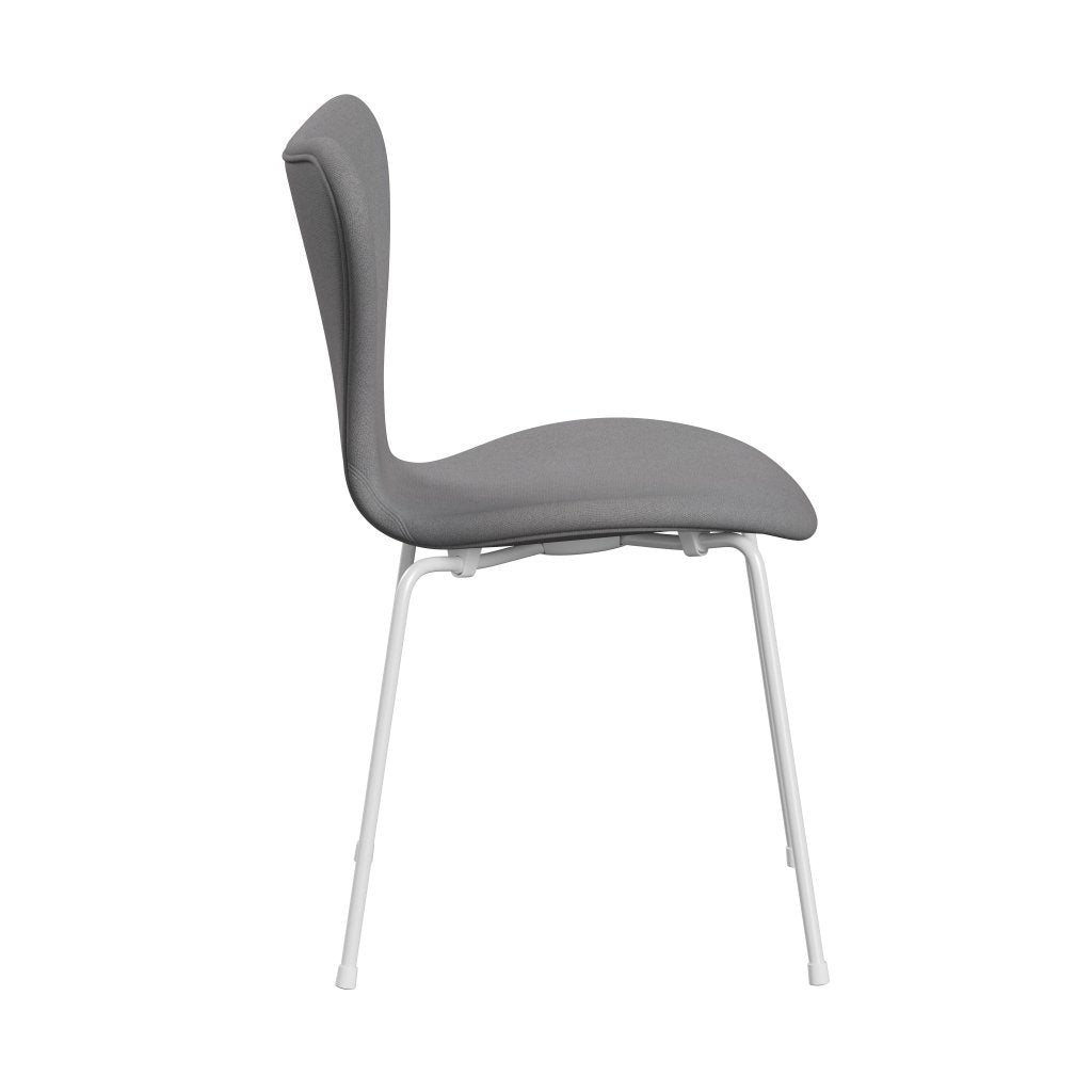 Fritz Hansen 3107 Silla tapicería completa, blanco/tono gris claro