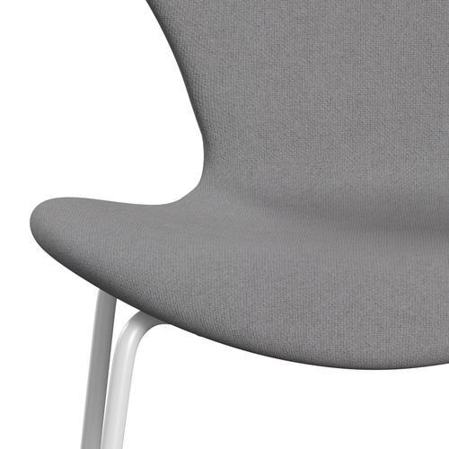 Fritz Hansen 3107 Silla tapicería completa, blanco/tono gris claro