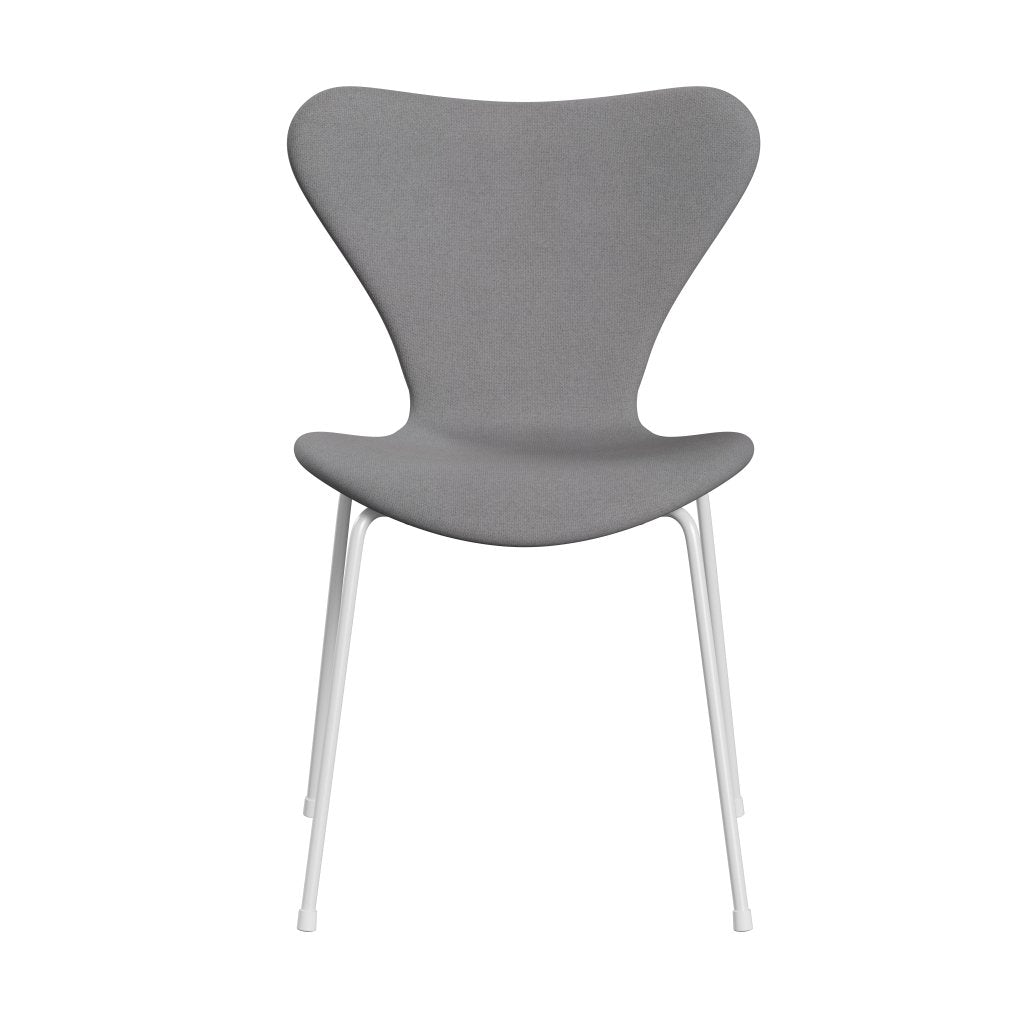 Fritz Hansen 3107 Silla tapicería completa, blanco/tono gris claro