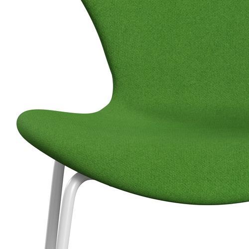 Fritz Hansen 3107 Silla tapicería completa, blanco/tono verde claro