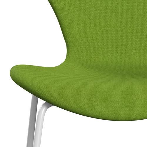 Fritz Hansen 3107 Stuhl Vollpolsterung, Weiß/Tonus Lime