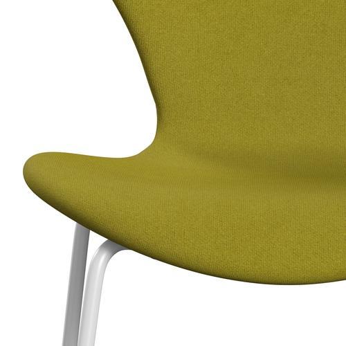 Fritz Hansen 3107 stol fuld polstring, hvid/tonus lime grøn