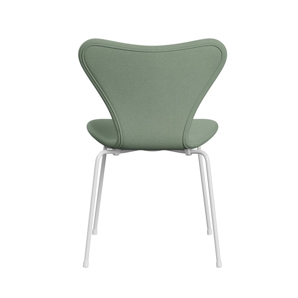 Fritz Hansen 3107 Silla tapicería completa, blanco/tono verde menta