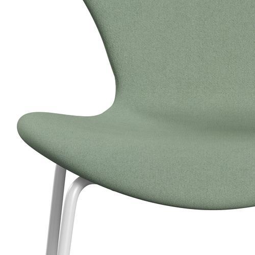 Fritz Hansen 3107 chaise complète complète, vert menthe blanc / tonus vert