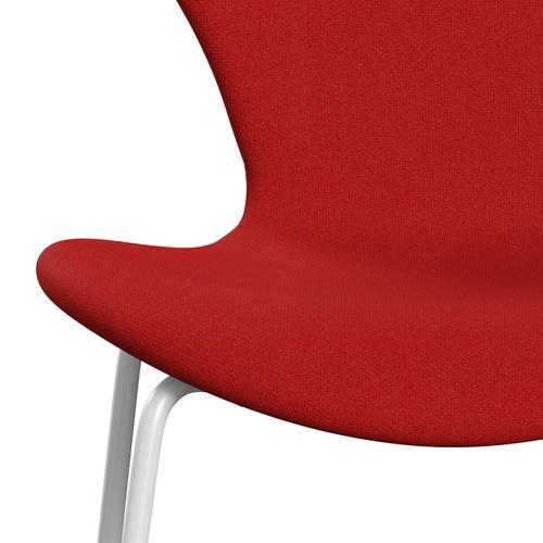 Fritz Hansen 3107 stol fuld polstring, hvid/tonus orange/rød