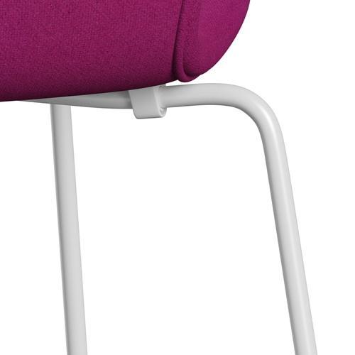 Fritz Hansen 3107 stol full møbeltrekk, hvit/tonus rosa