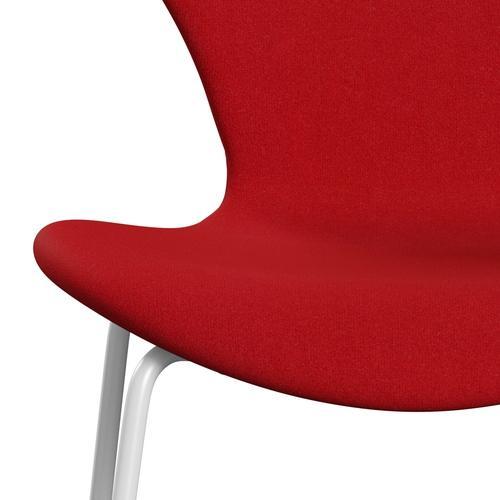 Fritz Hansen 3107 chaise complète complète, blanc / tonus rouge