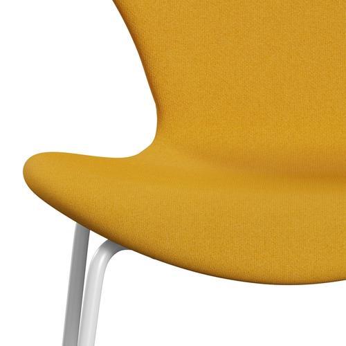 Fritz Hansen 3107 Stuhl Vollpolsterung, Weiß/Tonus Senf