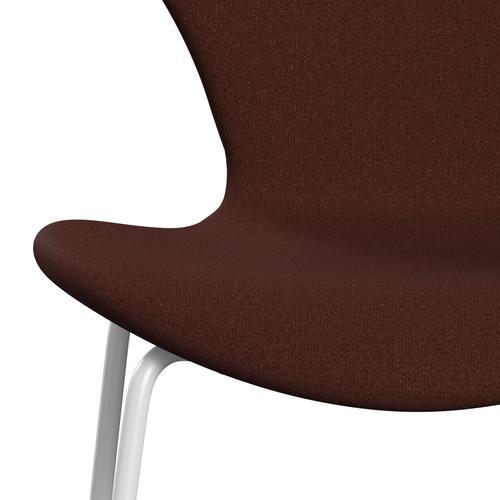 Fritz Hansen 3107 chaise complète complète, blanc / tonus chaud brun chaud (ton374)