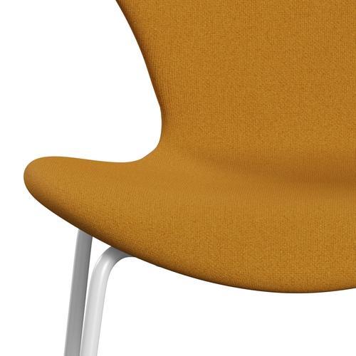 Fritz Hansen 3107 chaise complète complète, blanc / tonus jaune chaud