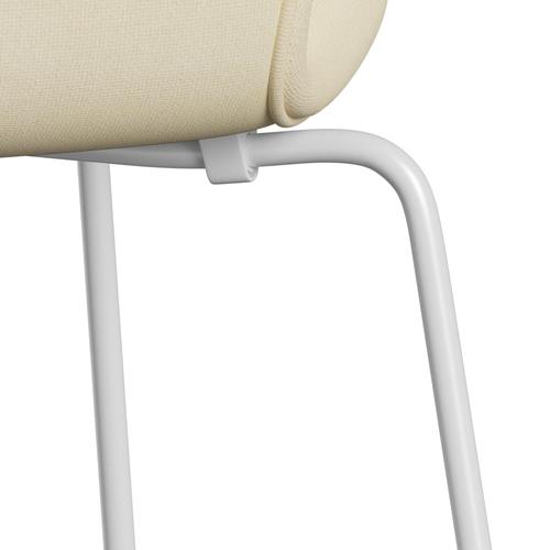 Fritz Hansen 3107 chaise complète complète, blanc / tonus laine blanche