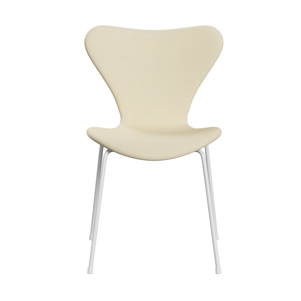 Fritz Hansen 3107 Silla tapicería completa, lana blanca/tonus blanca