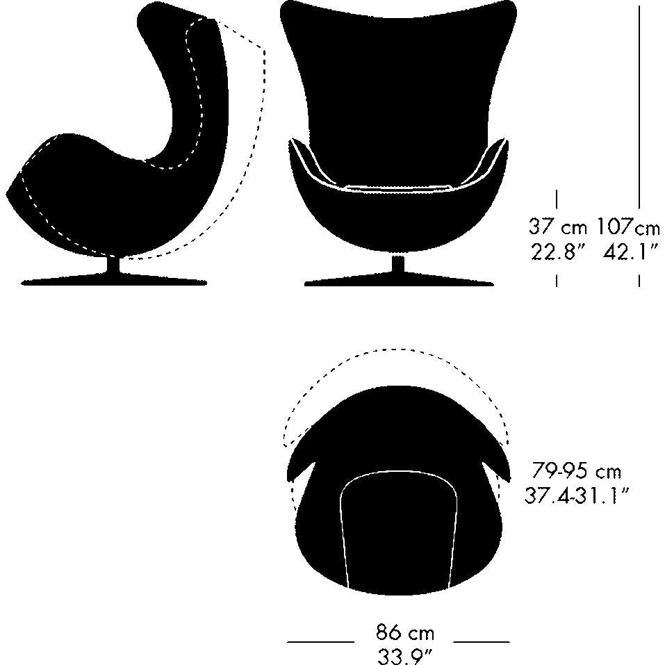 Fritz Hansen Ægge loungestol læder, sort/essentiel sort