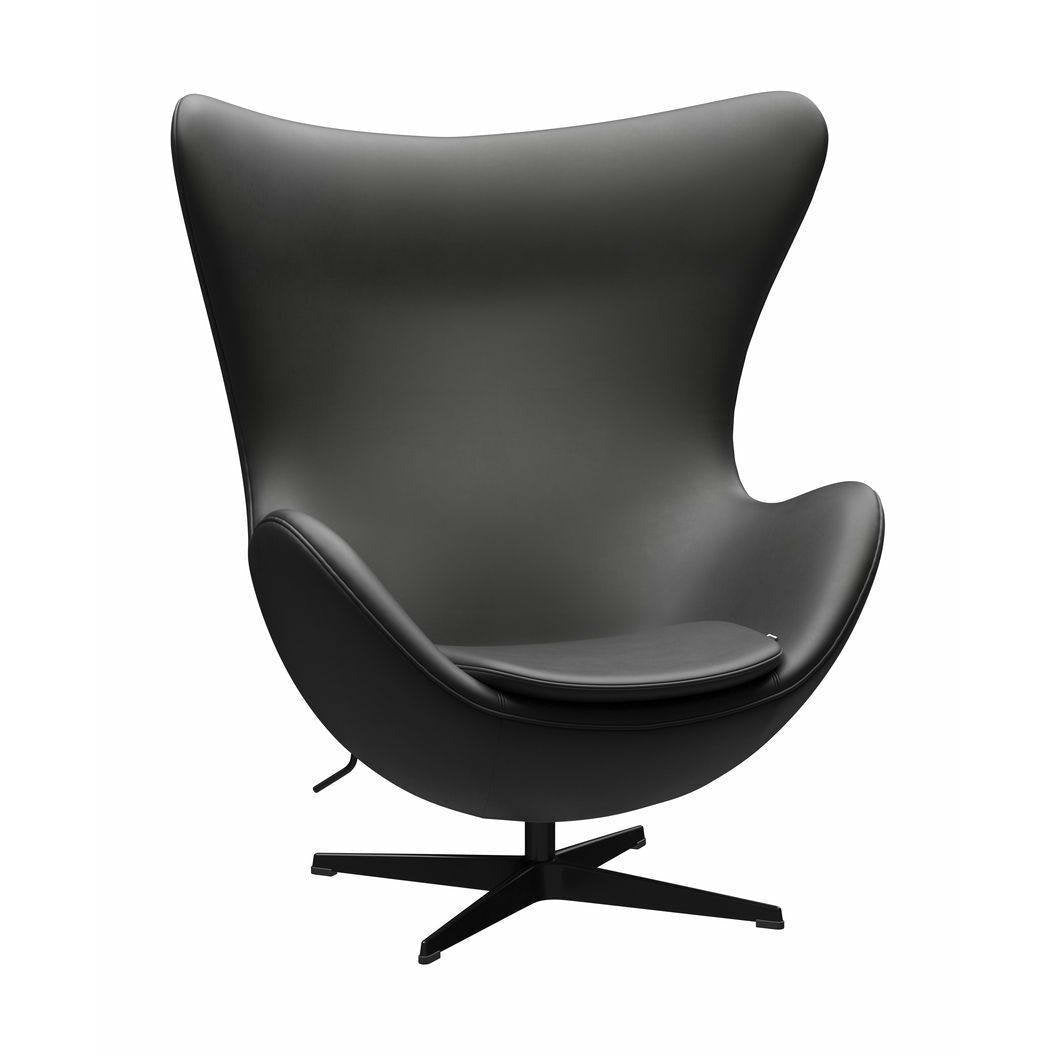 Fritz Hansen De eierlounge stoel leer, zwart/essentieel zwart