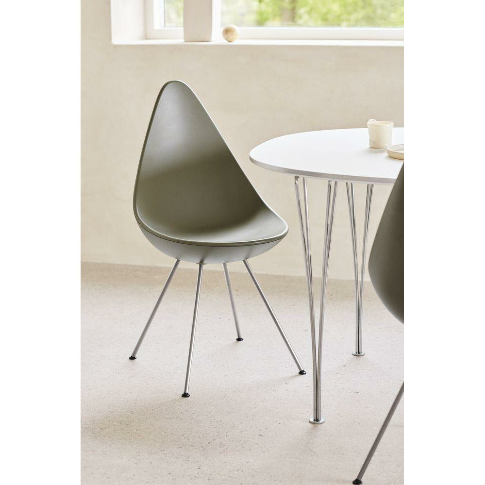 Fritz Hansen The Drop Chair, Chrome/Olive Green