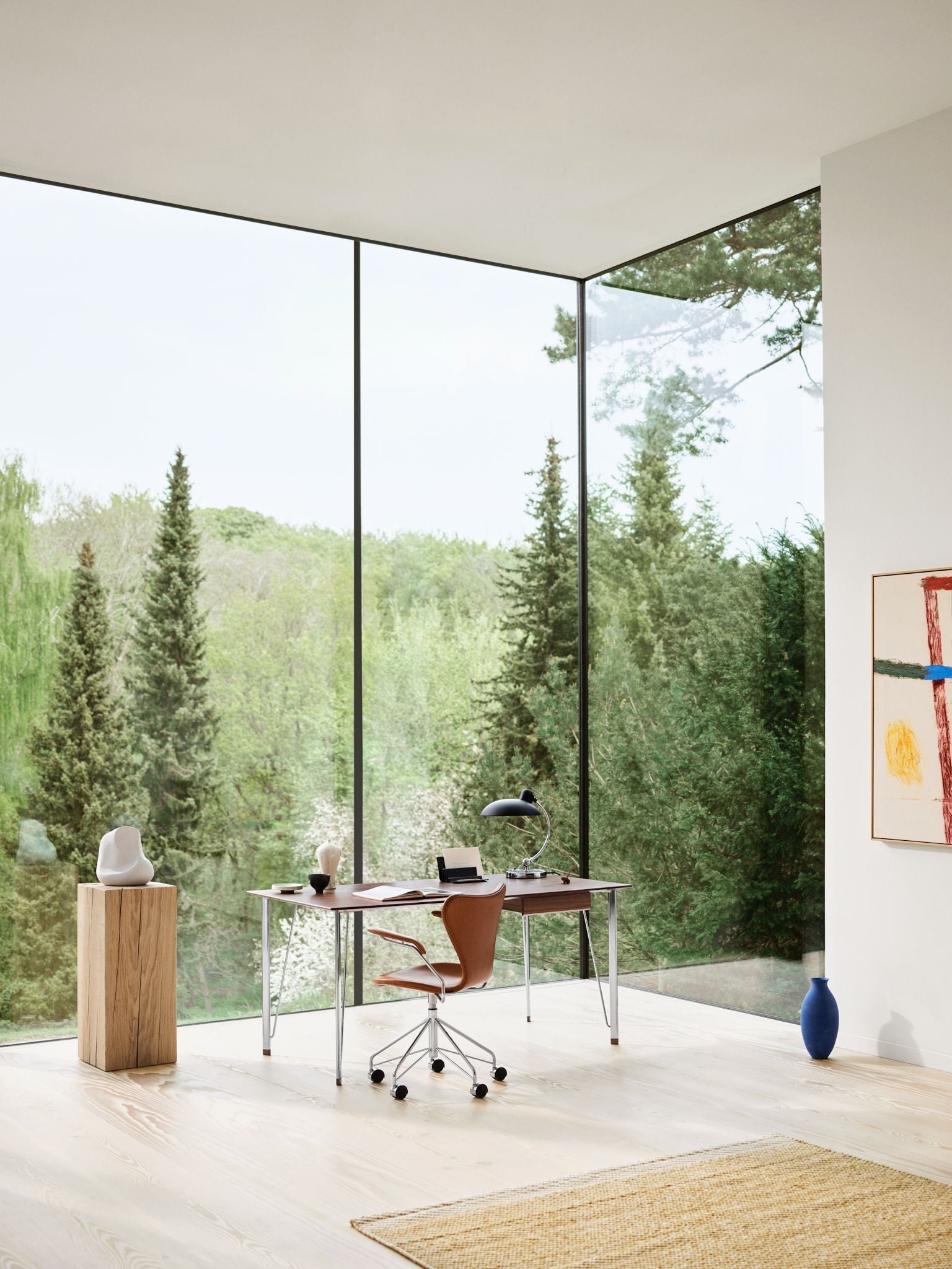 Fritz Hansen Bureau FH3605 avec tiroir, chrome / noix laqué