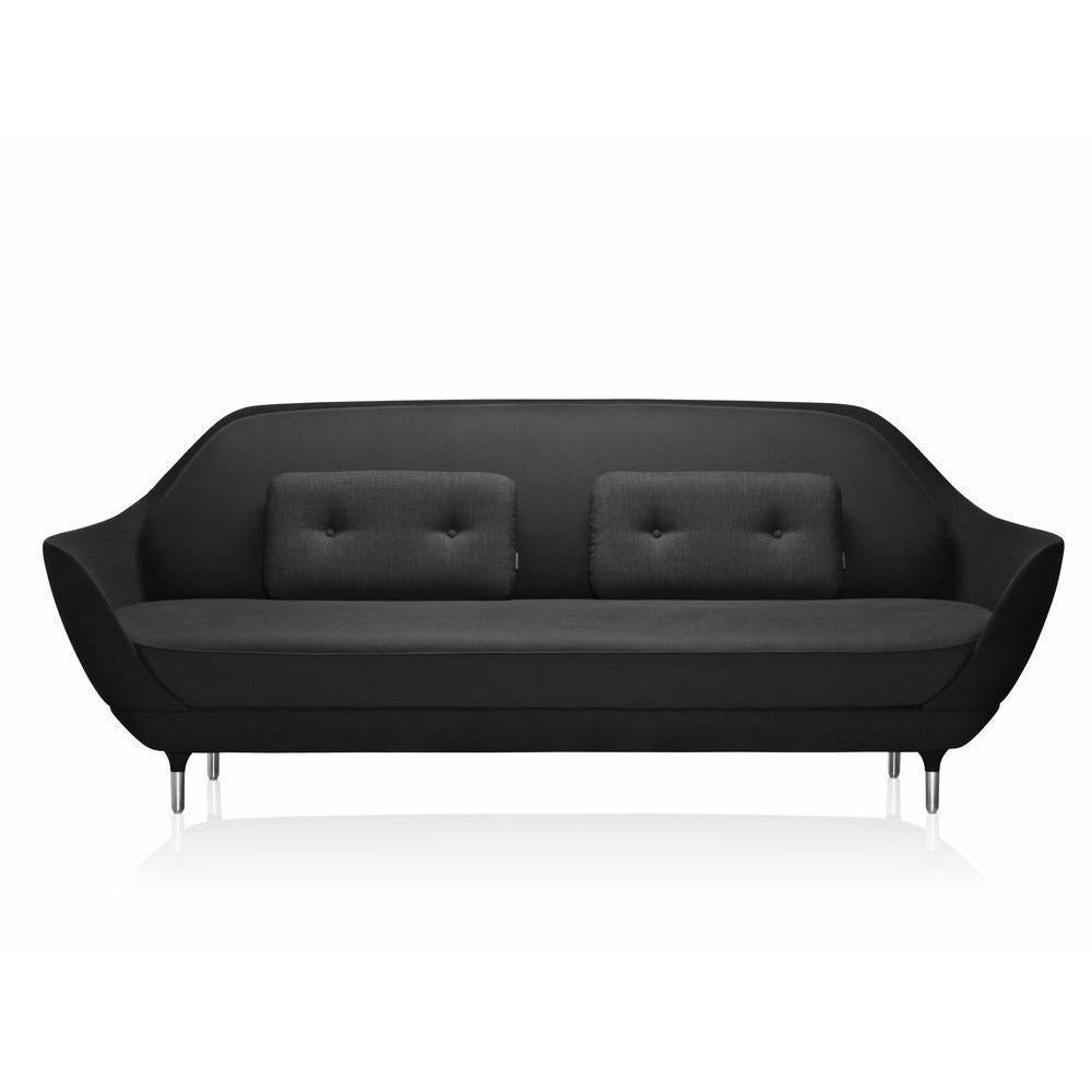 Fritz Hansen Favn Sofa, fama negro/ lienzo azul oscuro