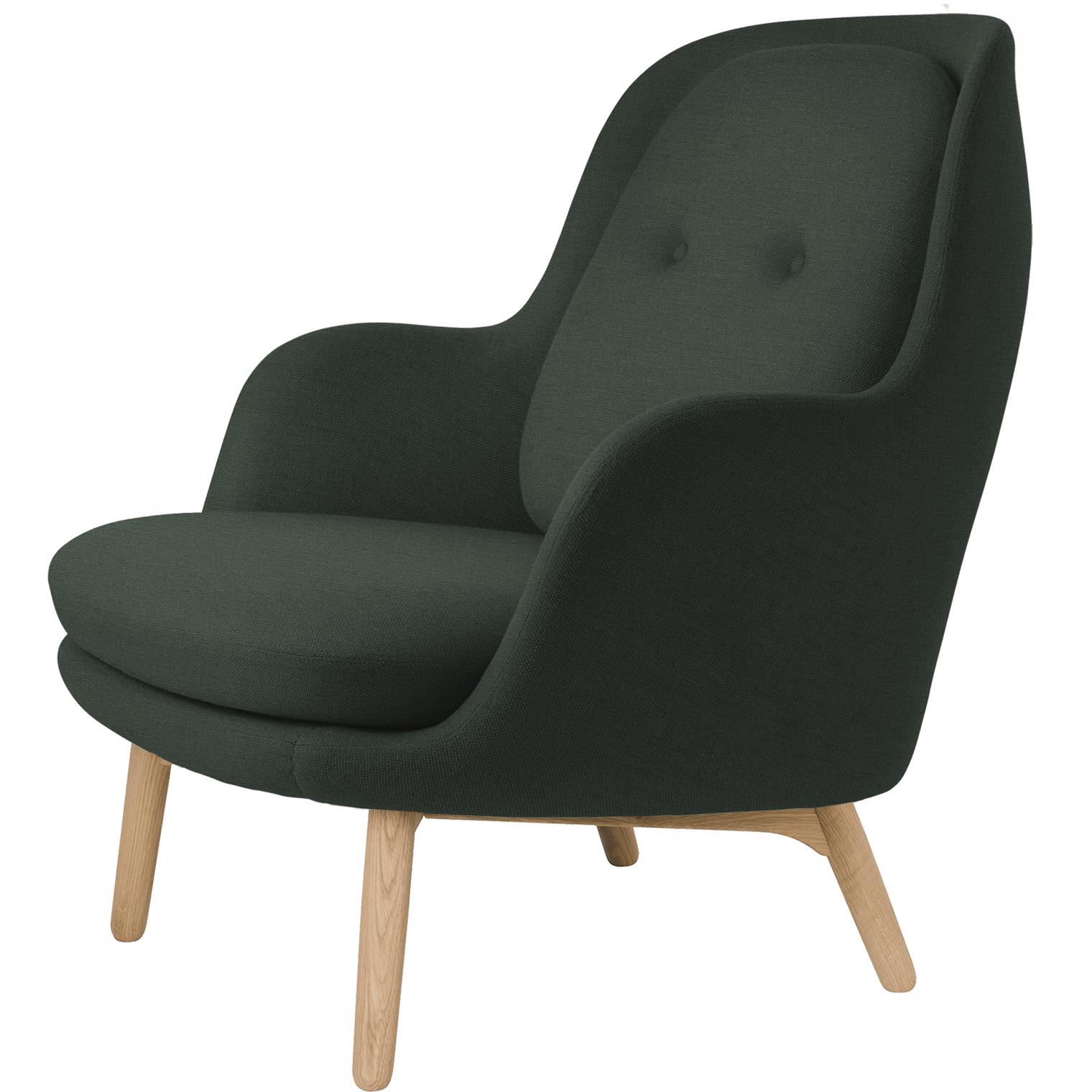 Fritz Hansen Fri Lounge Silla Wood, Balder Dark Green