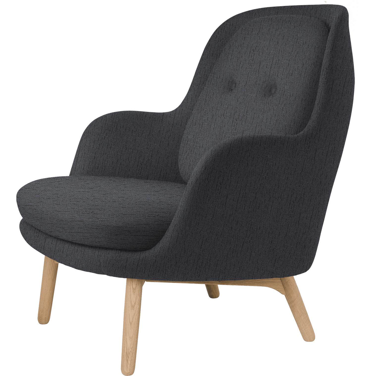 Fritz Hansen Fri Lounge Chair Wood, Sunniva Gris foncé