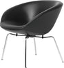 Fritz Hansen AJ Pot Lounge Chair Chromed frame leer, zwart aura leer