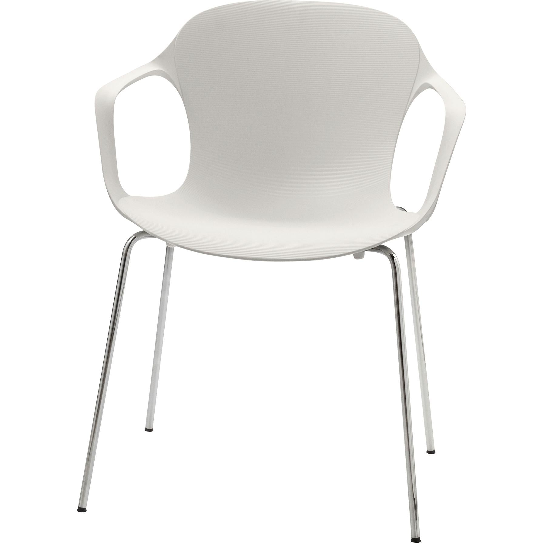 Fritz Hansen Napilla de acero del sillón, leche blanca