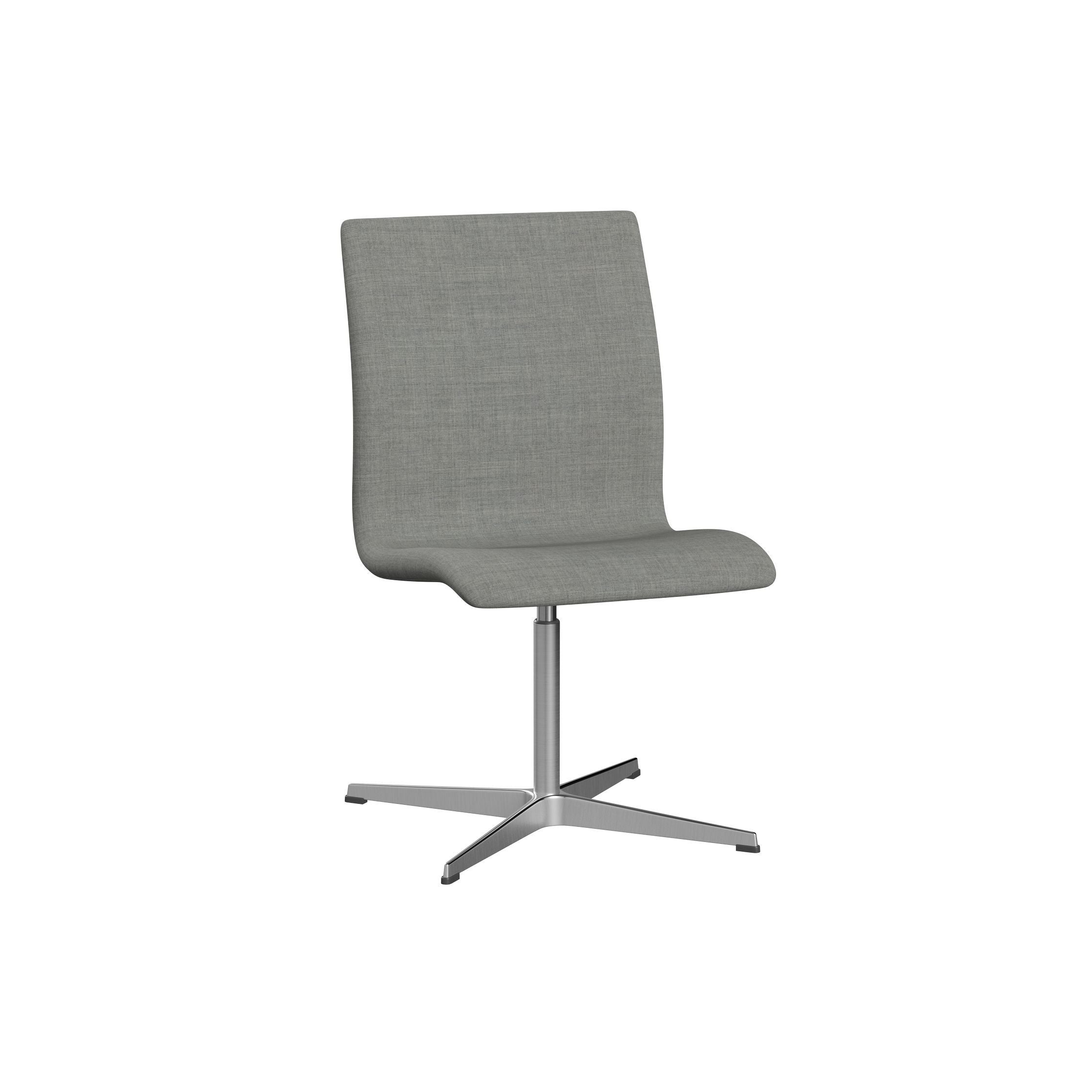 Fritz Hansen Oxford 3141 T sedia T a quattro braccia in raso in alluminio/remix spazzolato, grigio chiaro