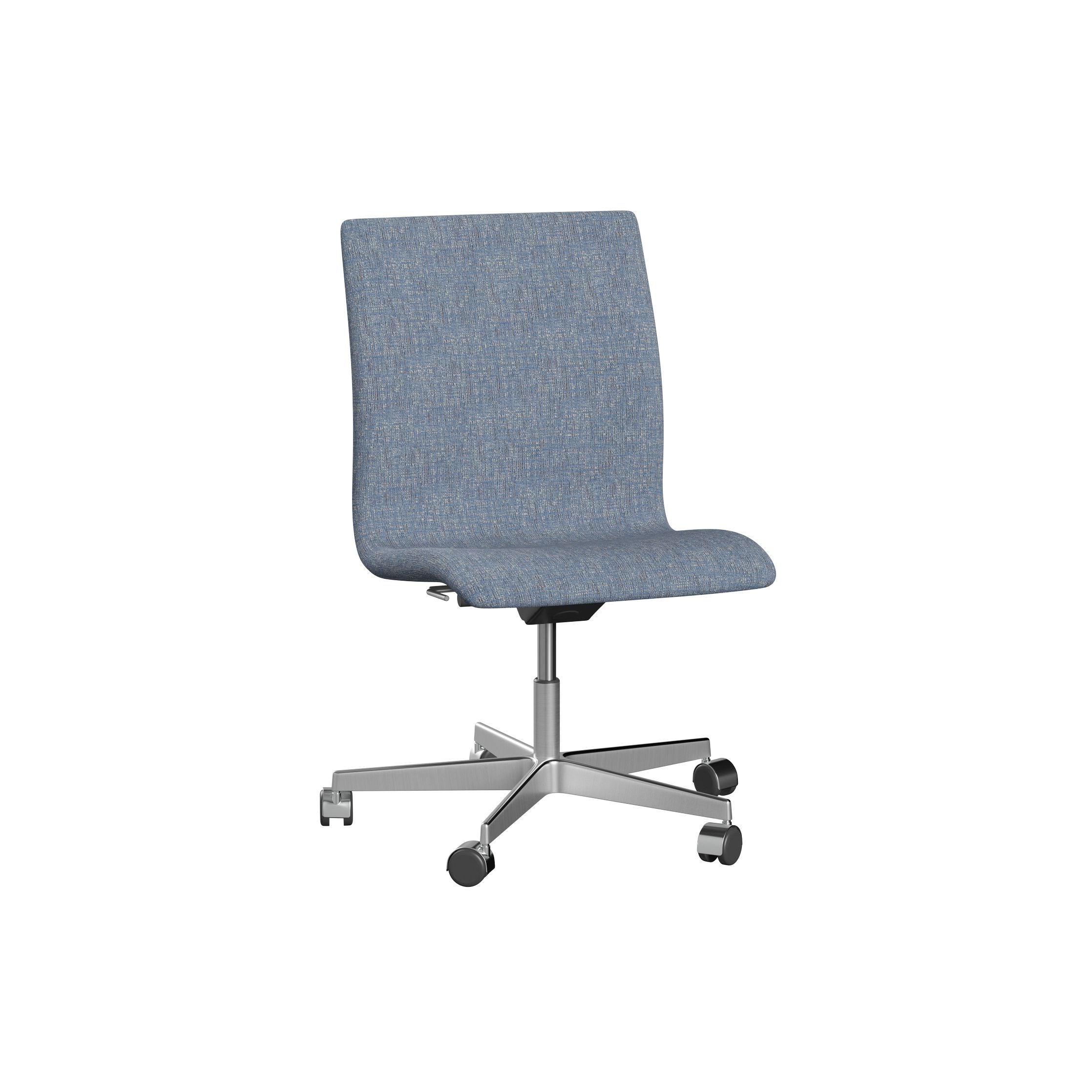 Fritz Hansen Oxford 3191 W sedia a cinque basi armate con castors in alluminio/sonar spazzolato in raso, azzurro