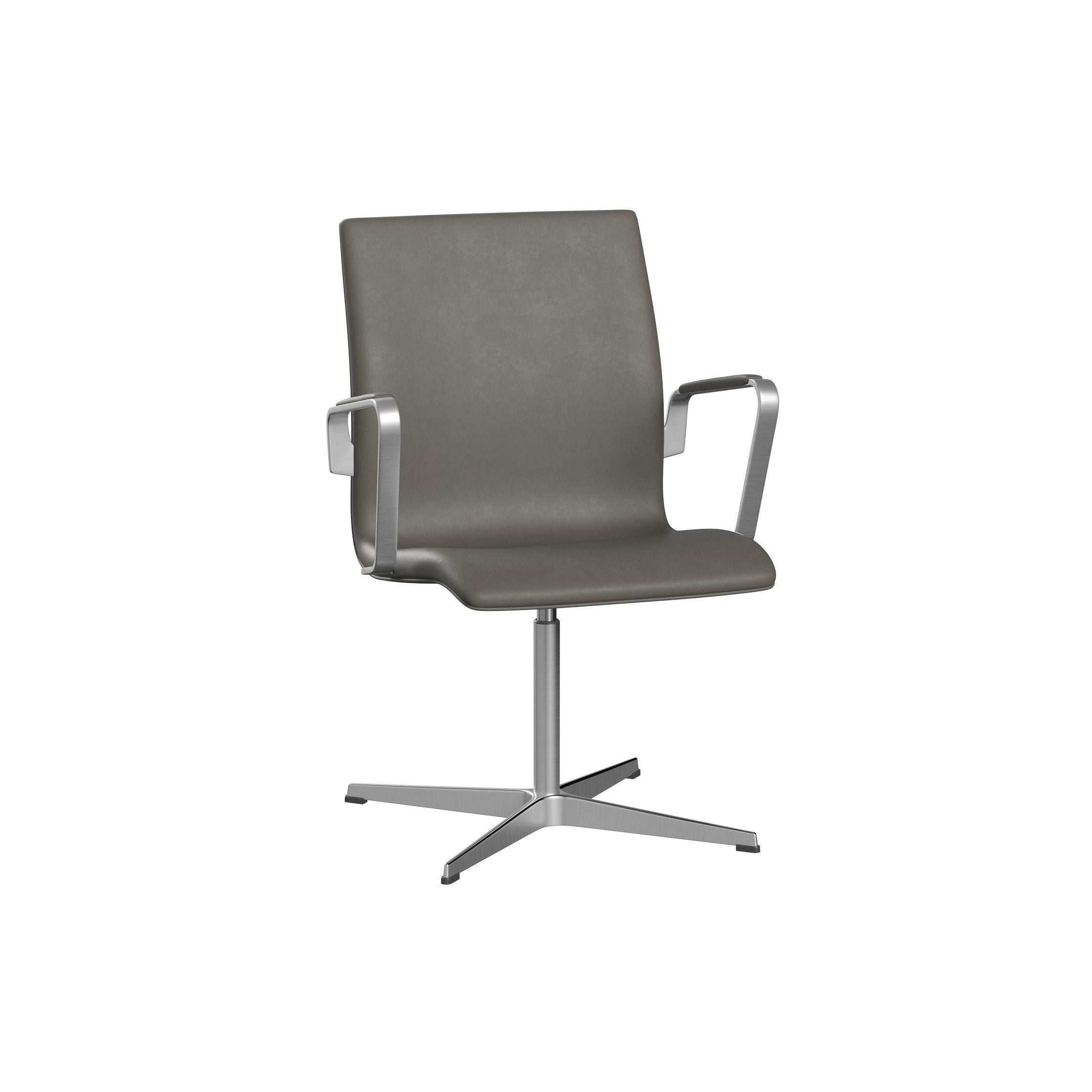 Fritz Hansen Oxford 3241 T lenestol fire arm base satengbørstet aluminium/essensiell, lava