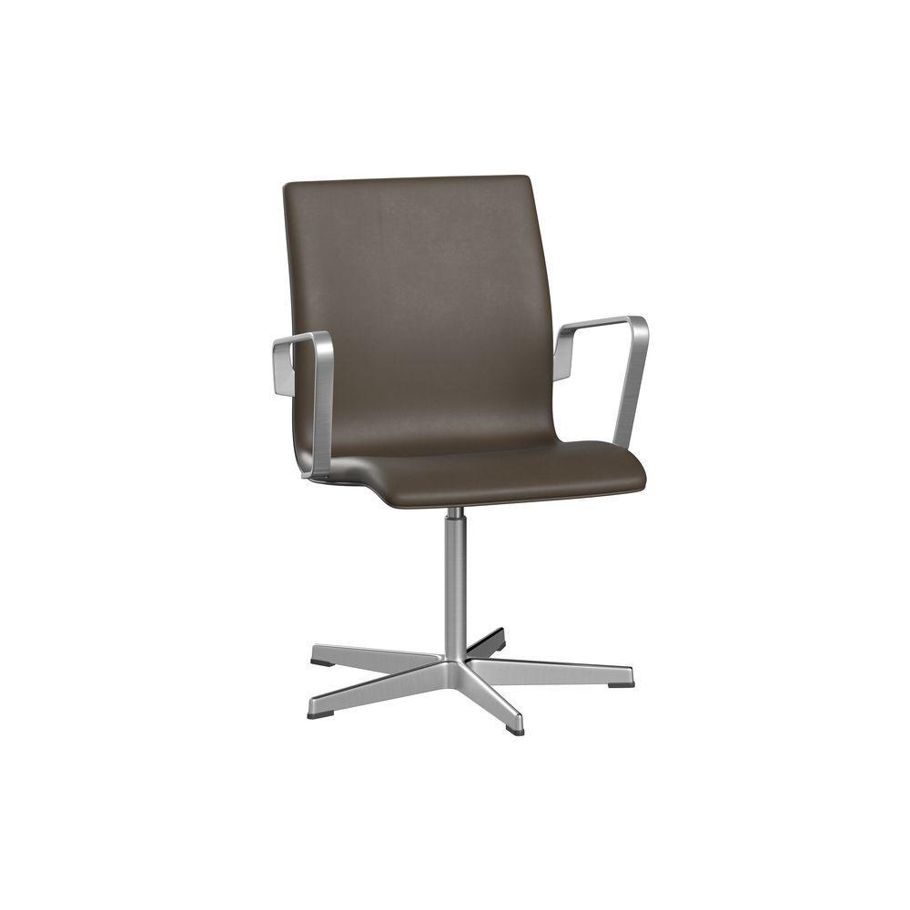 Fritz Hansen Oxford 3271 T fauteuil vijf armbasis satijnborstig aluminium/essentiële, steen