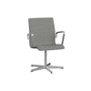 Fritz Hansen Oxford 3271 T fauteuil vijfarmbasis satijnborstig aluminium/remix, lichtgrijs