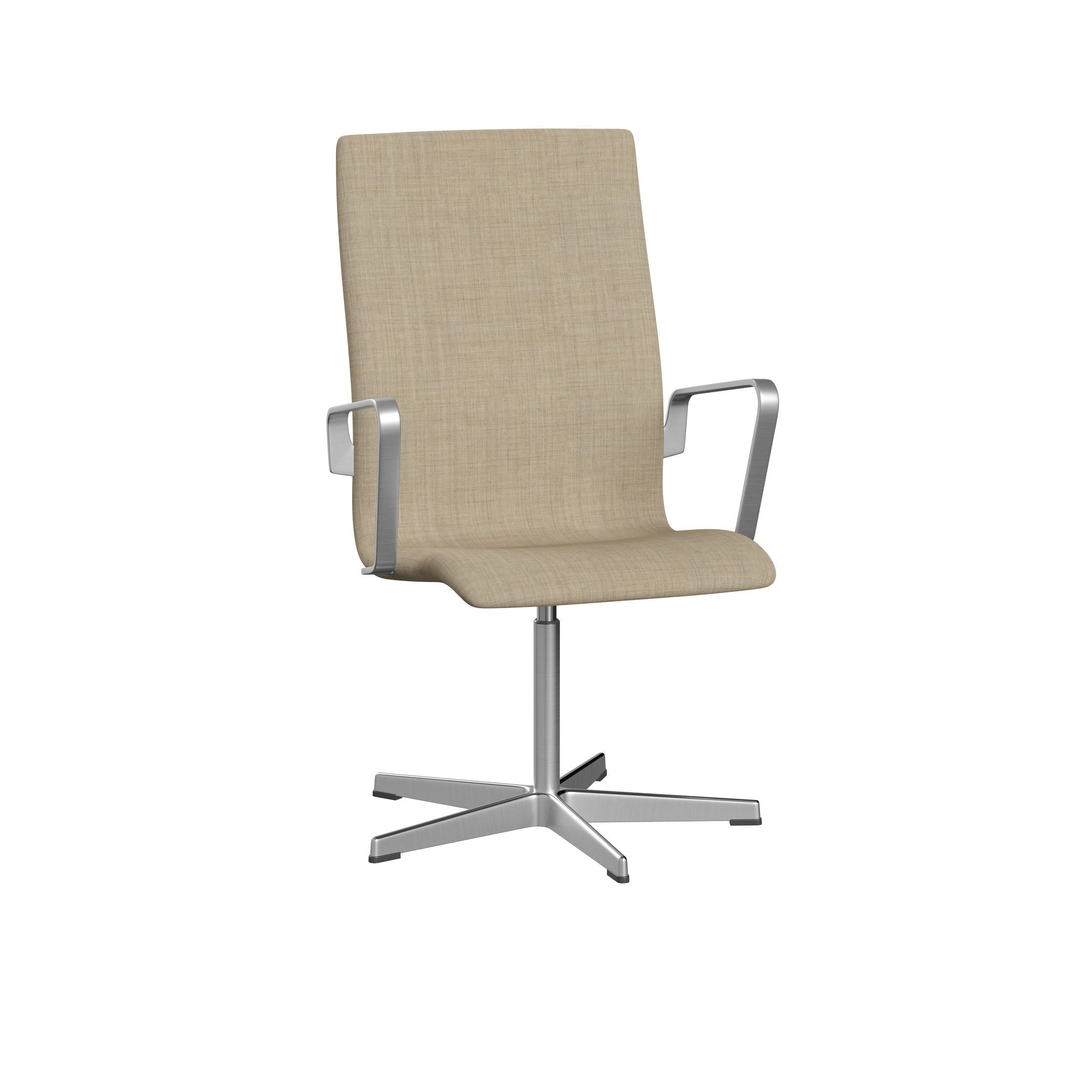 Fritz Hansen Oxford 3273 T fauteuil vijf armbasis satijnborstig aluminium/remix, licht beige