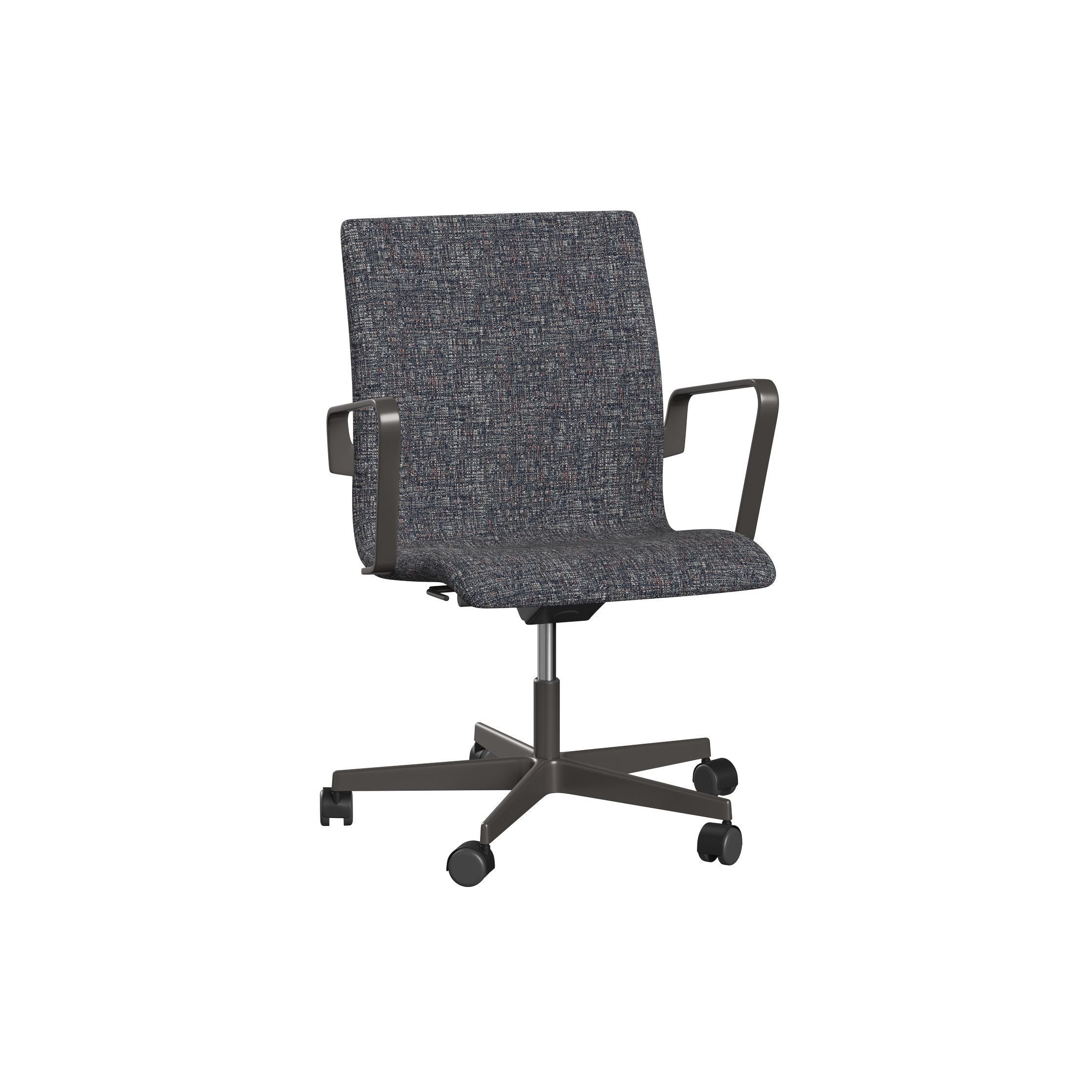 Fritz Hansen Oxford 3291 W fauteuil vijf armbasis met wielen Warm grafiet/sonar, donkergrijs