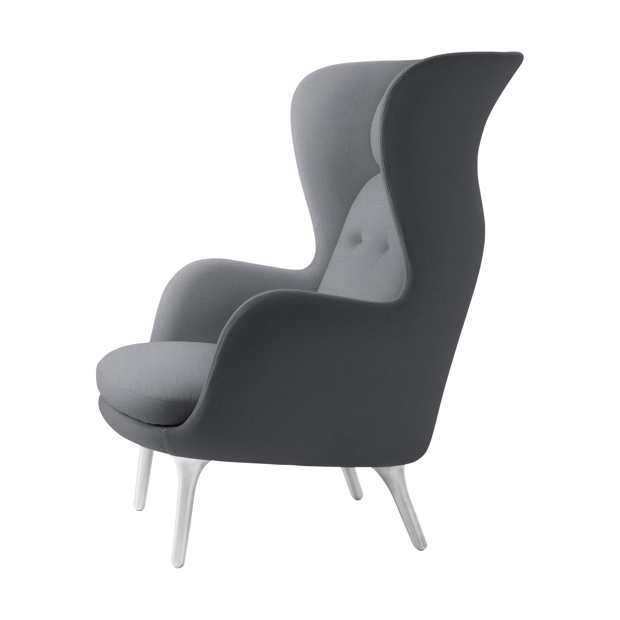 Sedia da lounge Fritz Hansen Ro, grigio monocromatico, alluminio