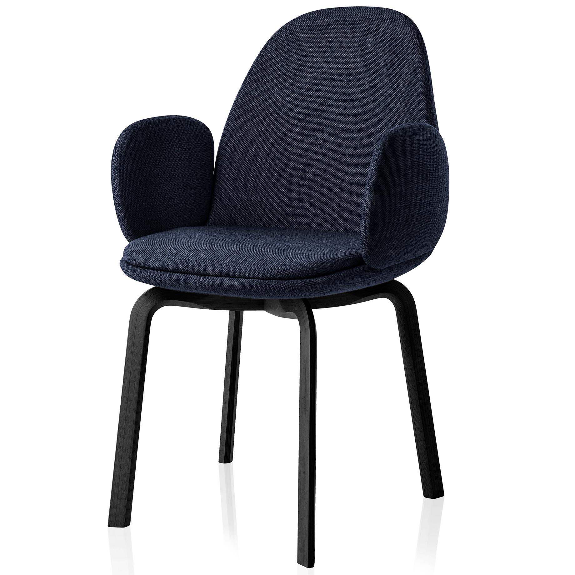 弗里茨·汉森·萨门扶手椅黑色，逊尼派深蓝色