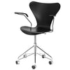 Fritz Hansen Series 7 Swivel Armchair Front Upholstery Leather, Basic Balck