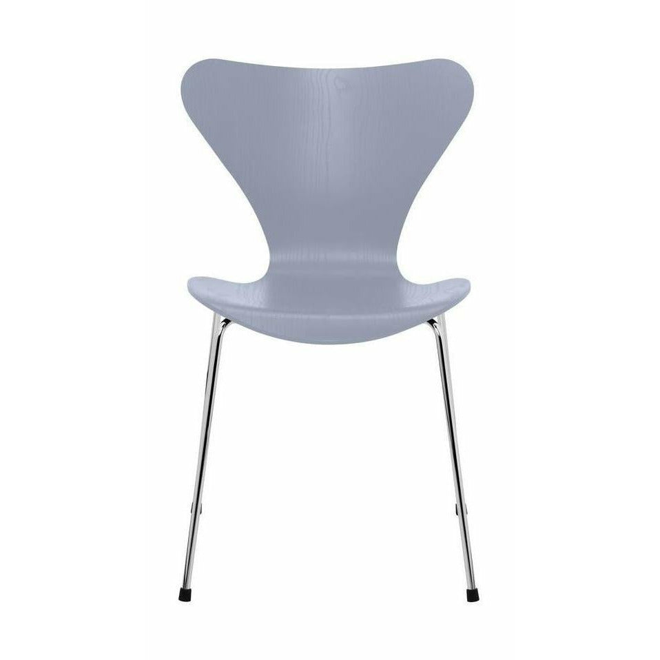 Fritz Hansen Series 7 Chair Dyed Ash Lavender Blue Bowl, Chromed Steel Base