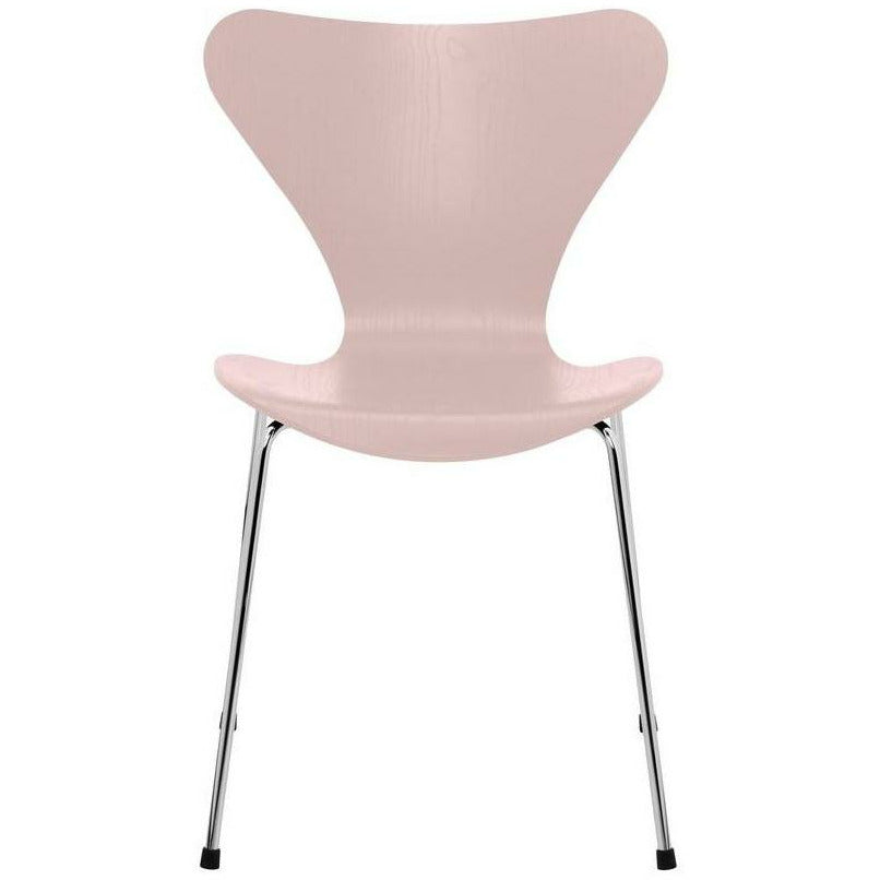 Fritz Hansen Series 7 sedia color ciotola rosa pallida di cenere, base in acciaio cromato