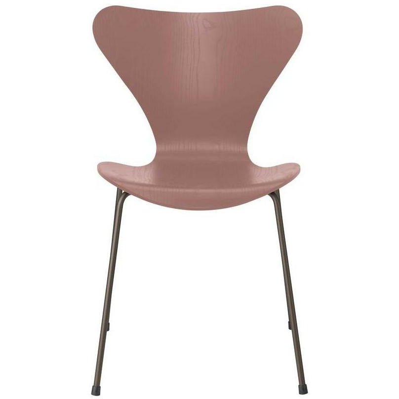 Fritz Hansen Série 7 Chaise Dyed Dyed Rose Bowl Wild Rose, Brown Bronze Base