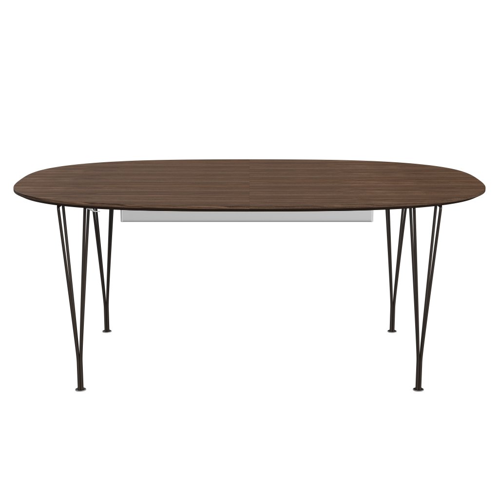 Fritz Hansen Table extensible supellipse en bronze marron / placage de noix avec bord de table en noyer, 300x120 cm
