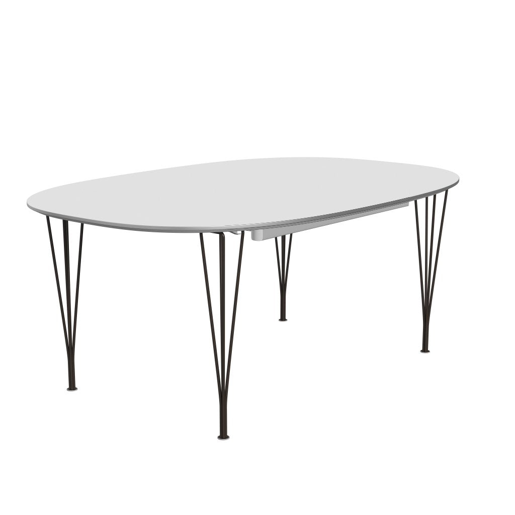 Fritz Hansen Superellipse Table extensible de bronce marrón/laminados de fenix blanco, 300x120 cm