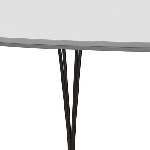 Fritz Hansen Superellipse Table extensible de bronce marrón/laminados de fenix blanco, 300x120 cm