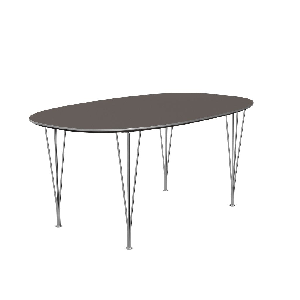 Fritz Hansen Superellipse -laajennettava pöytä Chrome/Harmaa fenix -laminaatit, 270x100 cm
