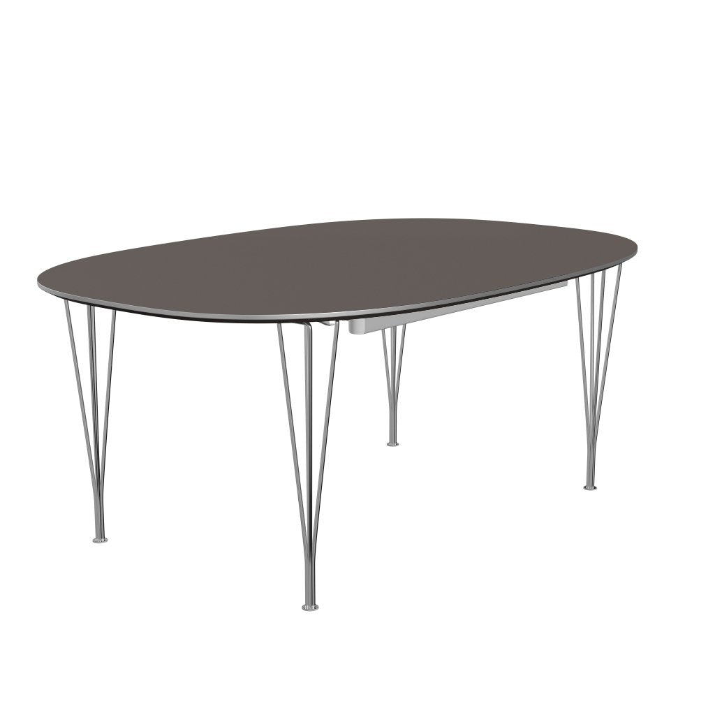Fritz Hansen Superellipse laajennettava pöytä Chrome/Harmaa Fenix ​​-laminaatit, 300x120 cm