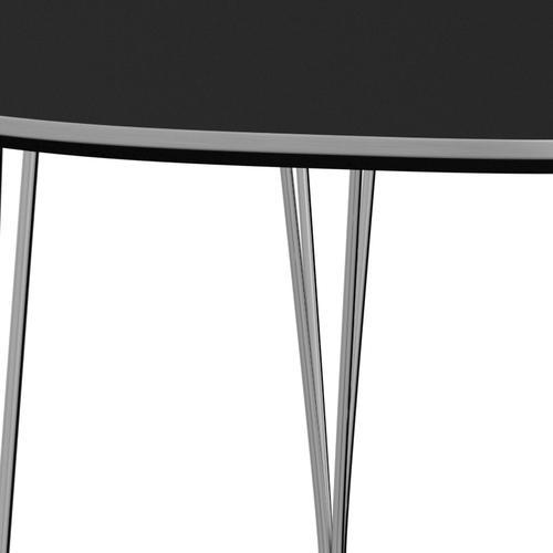 Fritz Hansen Superellipse Ausziehbarer Tisch Chrom/Schwarz Fenix Laminate, 270x100 Cm