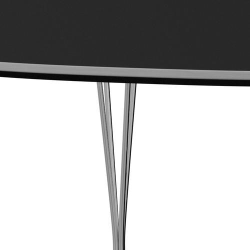 Fritz Hansen Superellipse -laajennettava pöytä Chrome/Black Fenix ​​-laminaatit, 300x120 cm