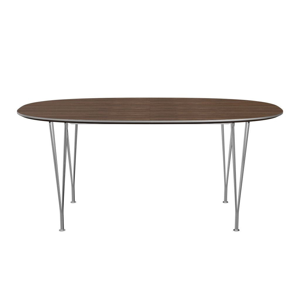 Fritz Hansen Superellipse utvidbare bord krom/valnøtt finér, 270x100 cm